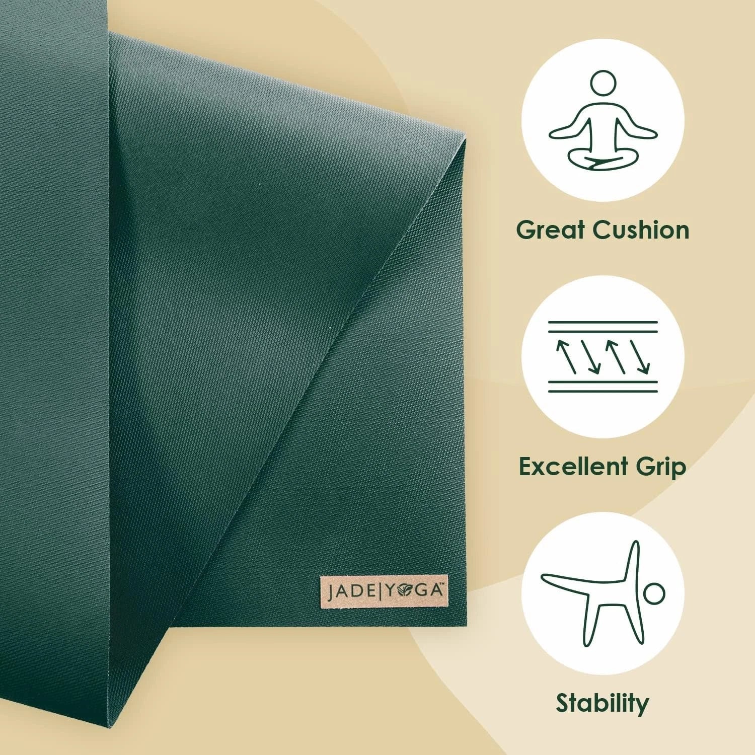Harmony Yoga Mat, Jade Green, 3/16" 24" x 68"