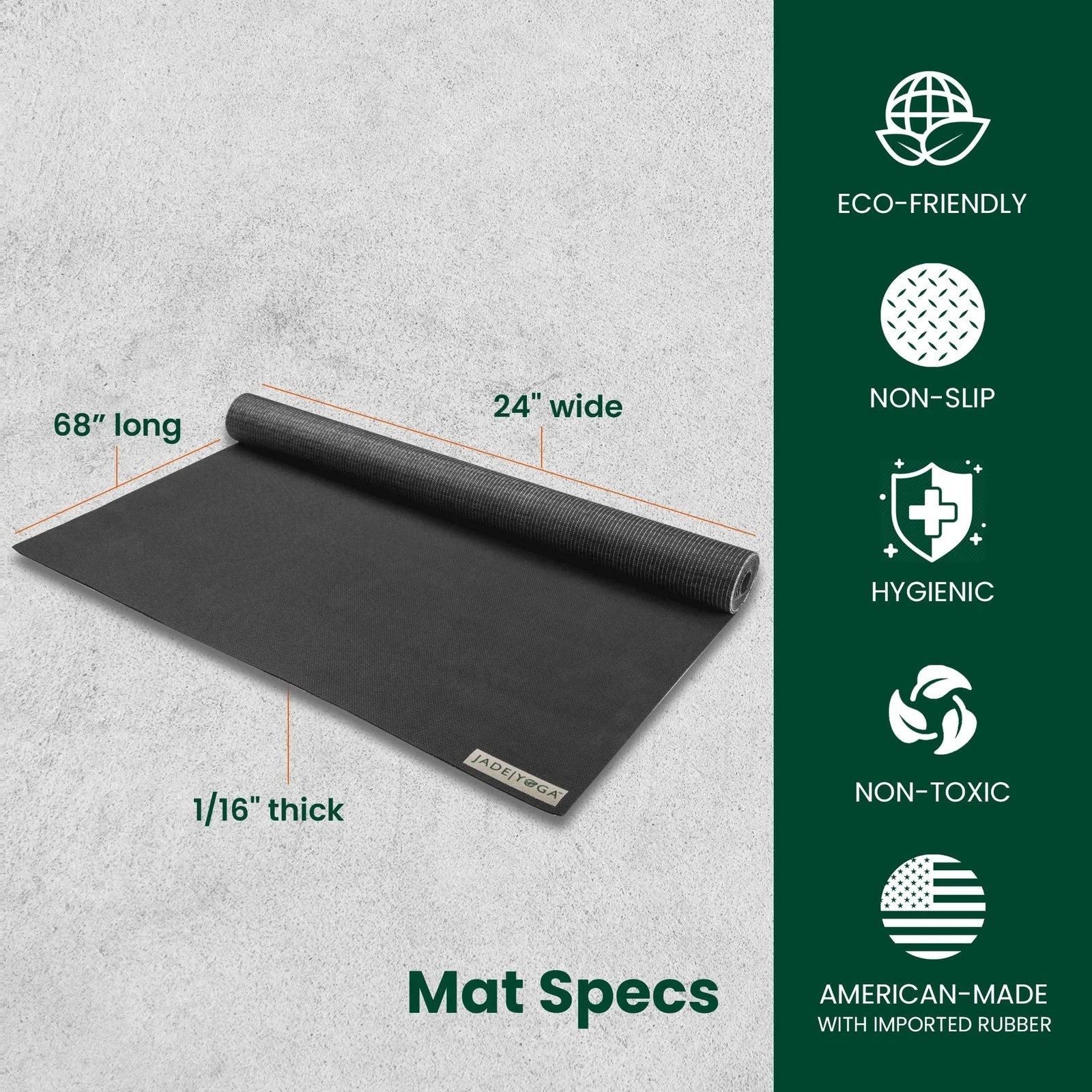 JadeYoga Voyager Yoga Mat - Lightweight & Portable Rubber Yoga Mat - Non-Slip..