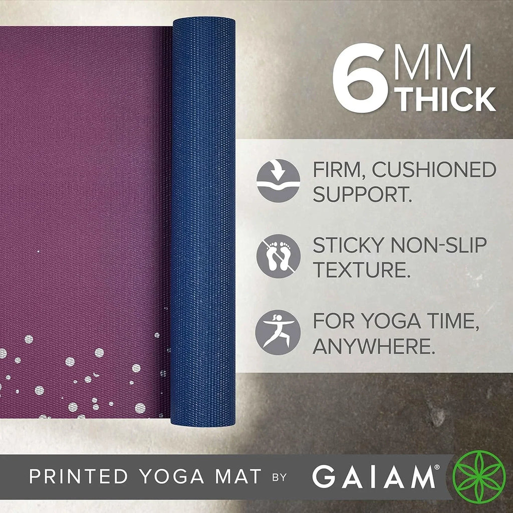 Yoga Mat - Premium 6mm Print Extra Thick Non Slip Exercise & Fitness Mat f