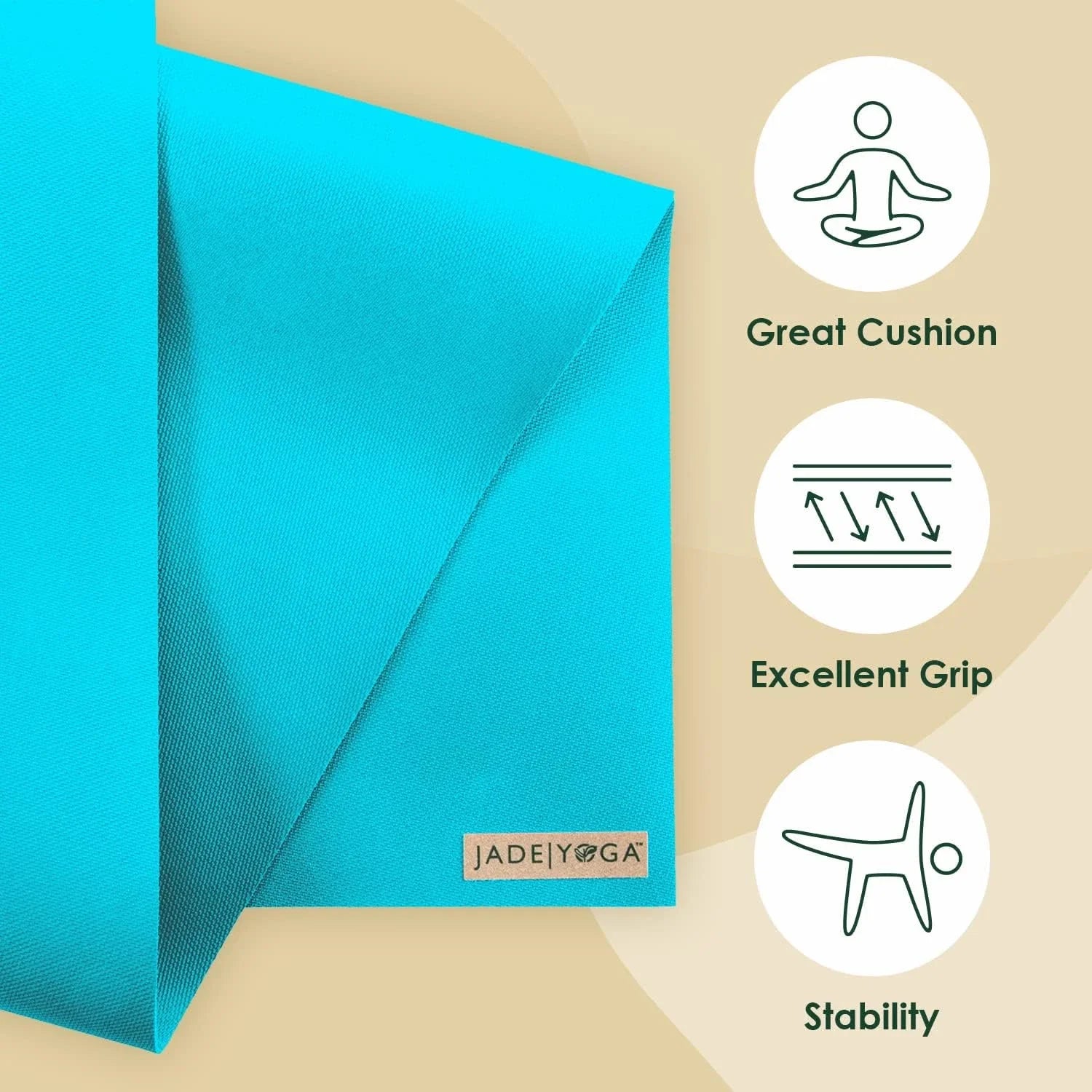 Jadeyoga Harmony Yoga Mat - Durable & Thick Gym Fitness Mat, Non-Slip Natural Ru